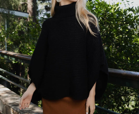 Poncho en Tricot Côtelé